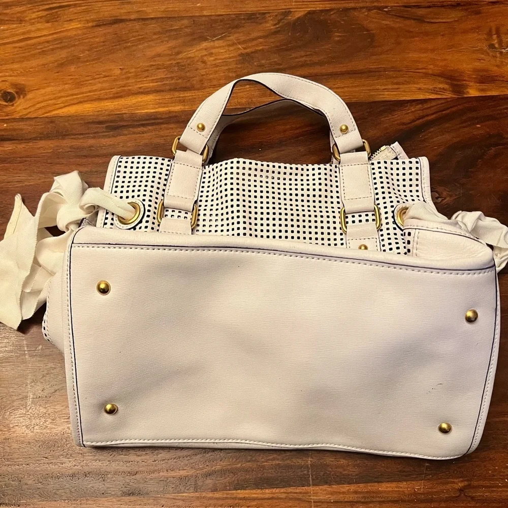 Juicy Couture White and Black Perforated Satchel